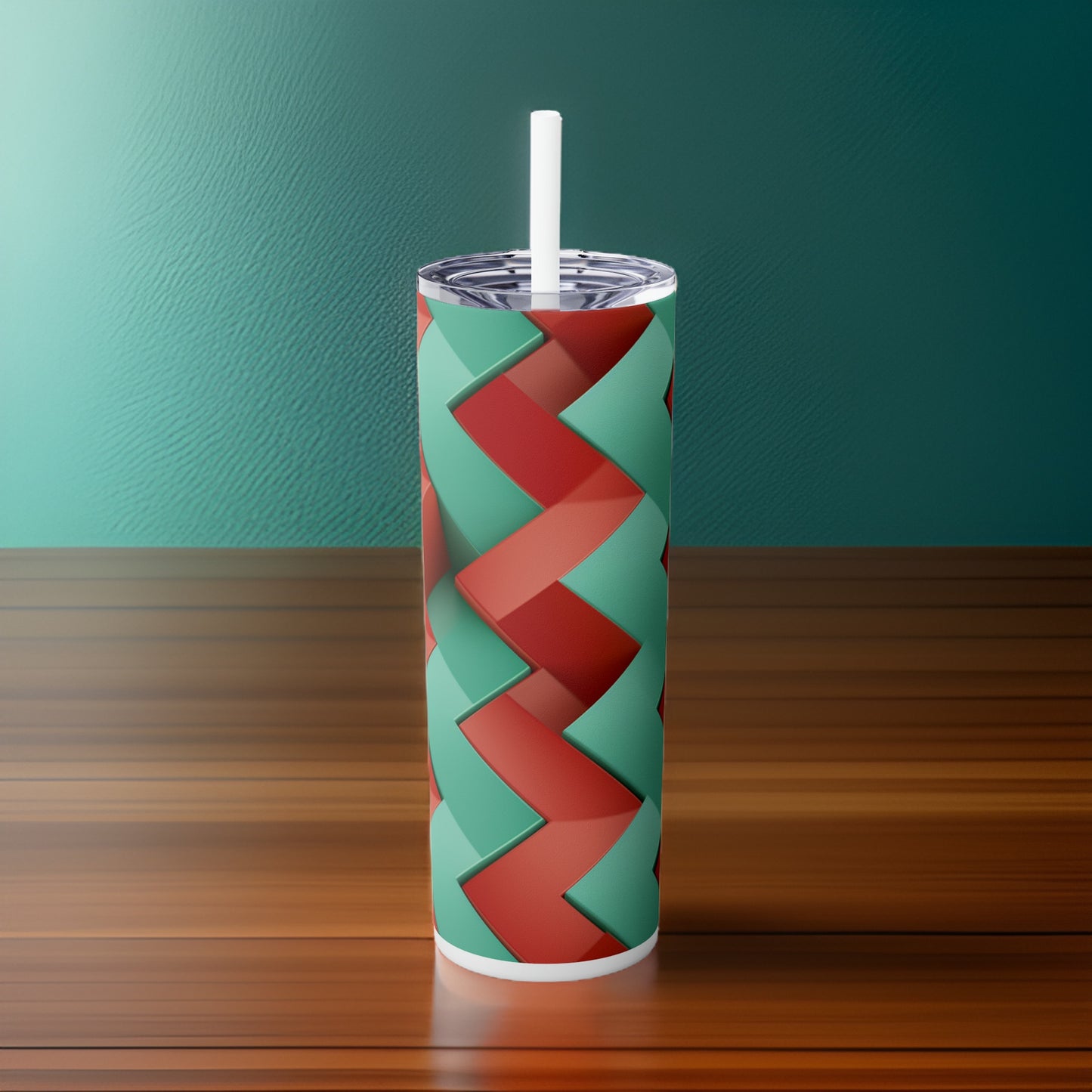 Tangled Hues 20oz Stainless Steel Skinny Tumbler with Lid & Straw Color White - Dyborn Designs