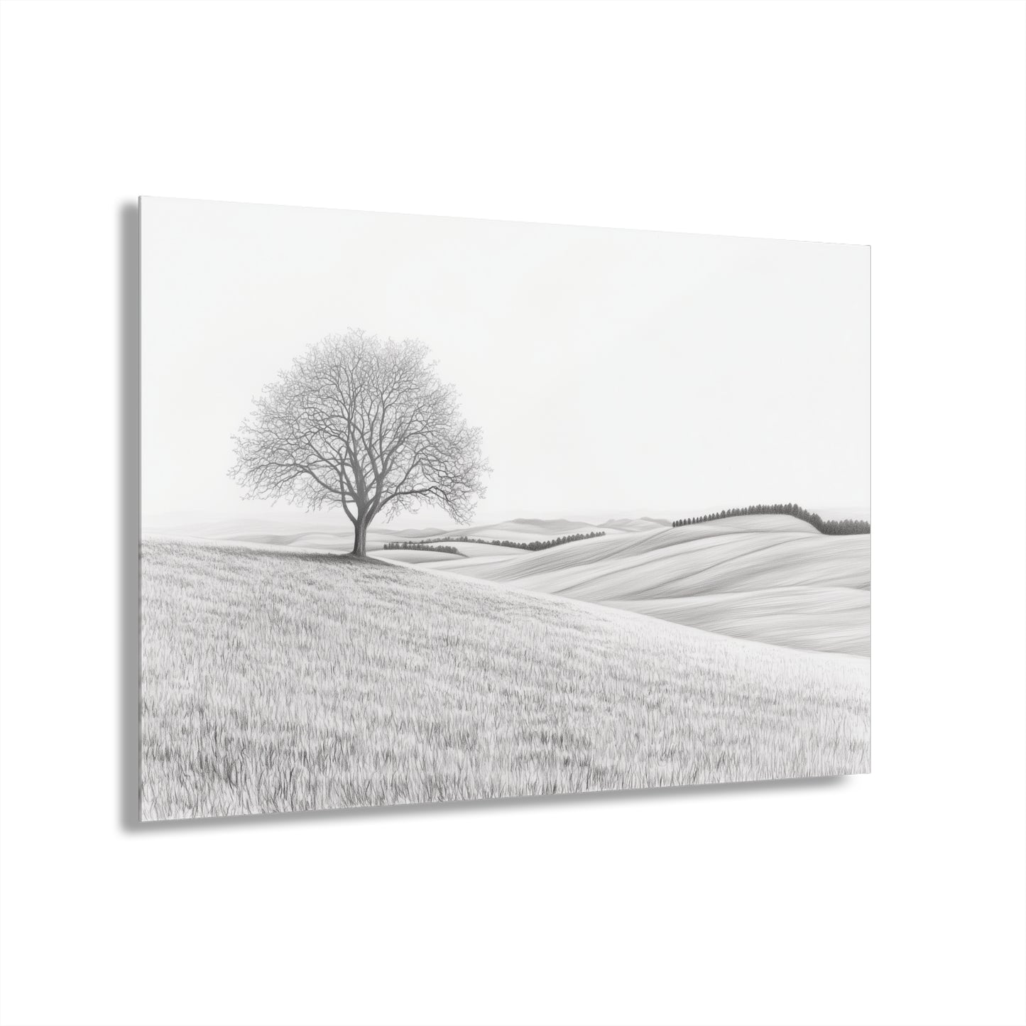 Tree On A Hill - Modern Minimalist Acrylic Wall Art - 30 x 20 Inch - Front - Dyborn Designs
