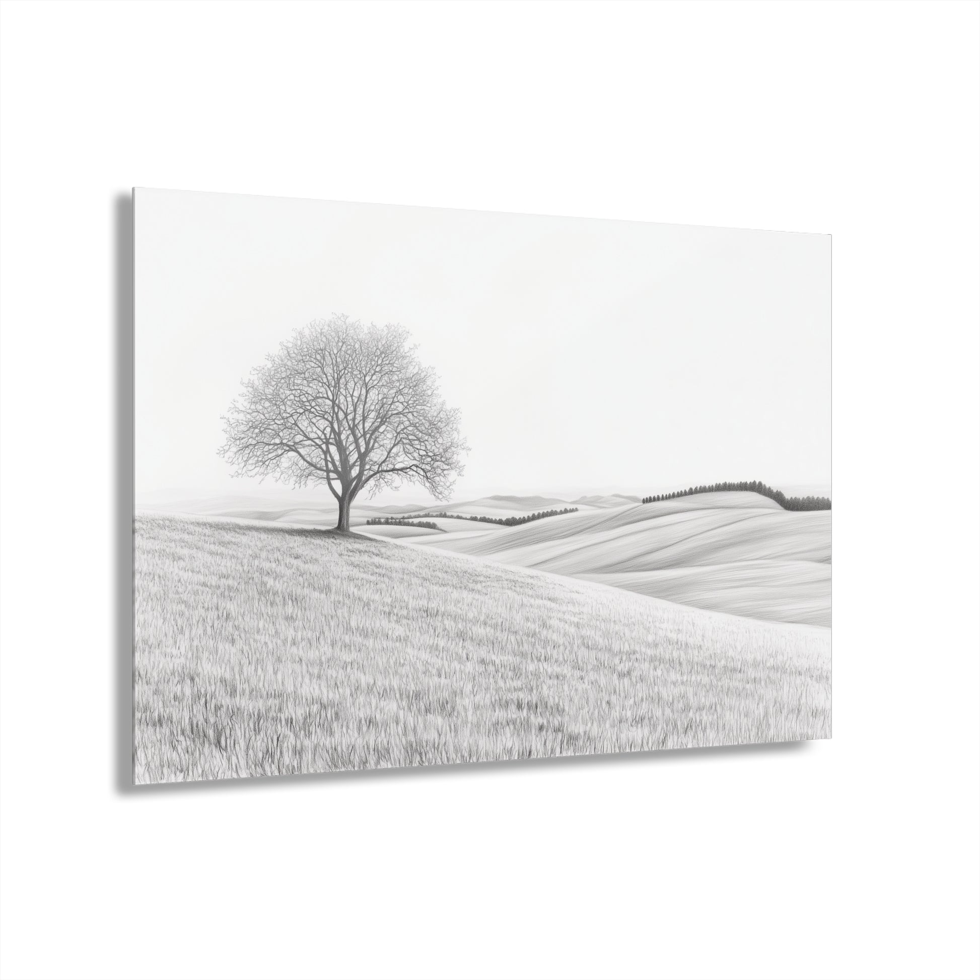 Tree On A Hill - Modern Minimalist Acrylic Wall Art - 30 x 20 Inch - Front - Dyborn Designs