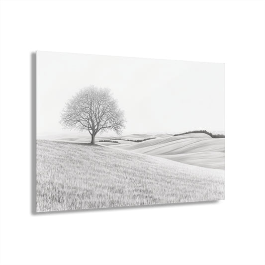 Tree On A Hill - Modern Minimalist Acrylic Wall Art - 30 x 20 Inch - Front - Dyborn Designs