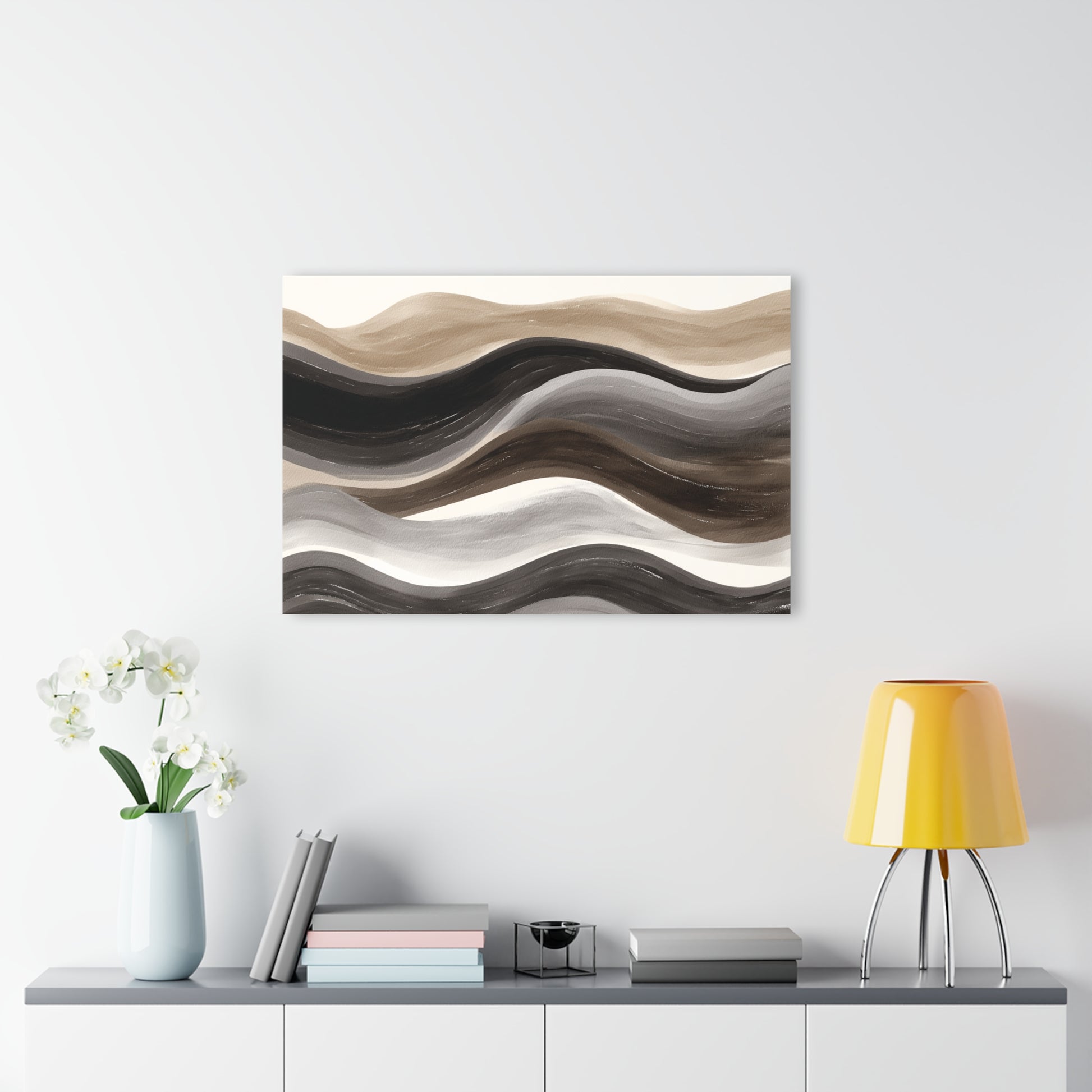 Umber Currents - Modern Minimalist Acrylic Wall Art - 36 x 24 Inch - Light Mock Up - Dyborn Designs