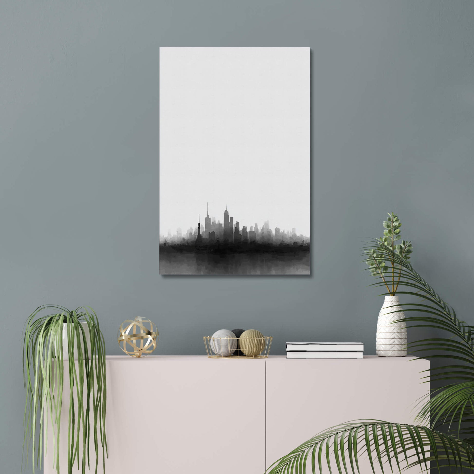 Urban Shadow - Modern Minimalist Acrylic Wall Art - 20 x 30 Inch - Blue Mock Up - Dyborn Designs