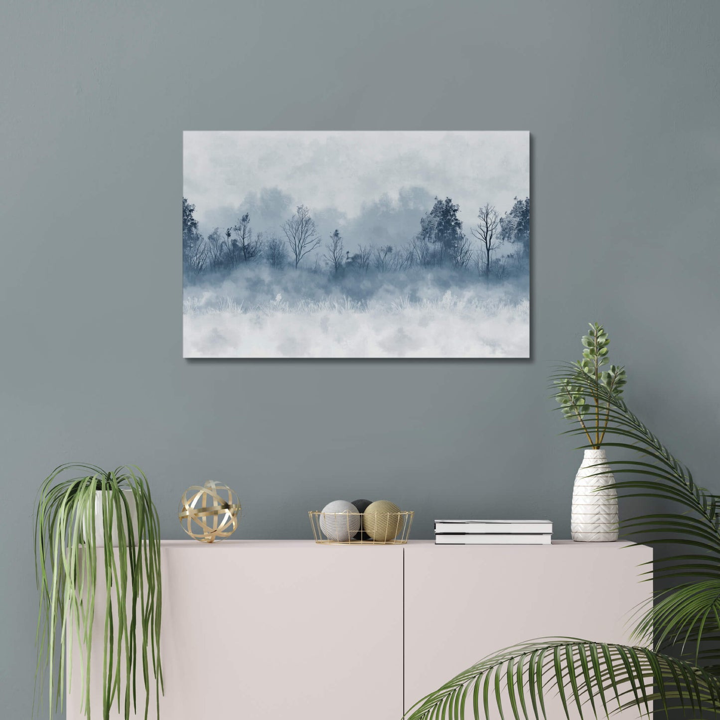 Veiled Canopy - Modern Minimalist Acrylic Wall Art - 30 x 20 Inch - Blue Mock Up - Dyborn Designs