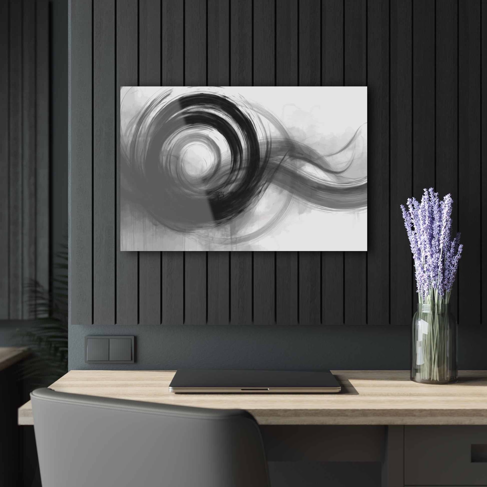 Veiled Motion - Modern Minimalist Acrylic Wall Art  - 30 x 20 Inch - Dark Mock Up - Dyborn Designs