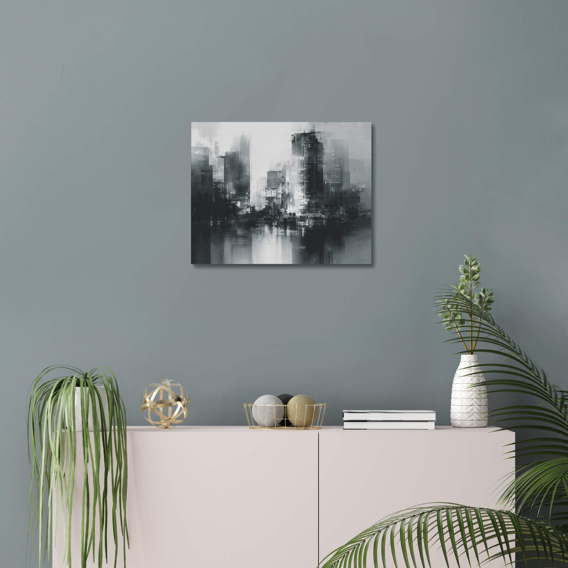 Vertical Haze - Modern Minimalist Acrylic Wall Art - 20 x 16 Inch - Blue Mock Up - Dyborn Designs