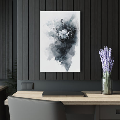 White Flower - Modern Minimalist Acrylic Wall Art - 20 x 30 Inch - Dark Mock Up - Dyborn Designs