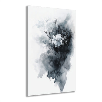 White Flower - Modern Minimalist Acrylic Wall Art - 20 x 30 Inch - Front - Dyborn Designs