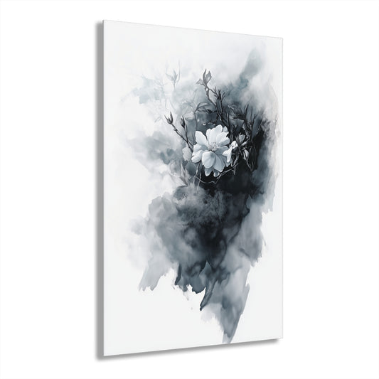 White Flower - Modern Minimalist Acrylic Wall Art - 20 x 30 Inch - Front - Dyborn Designs