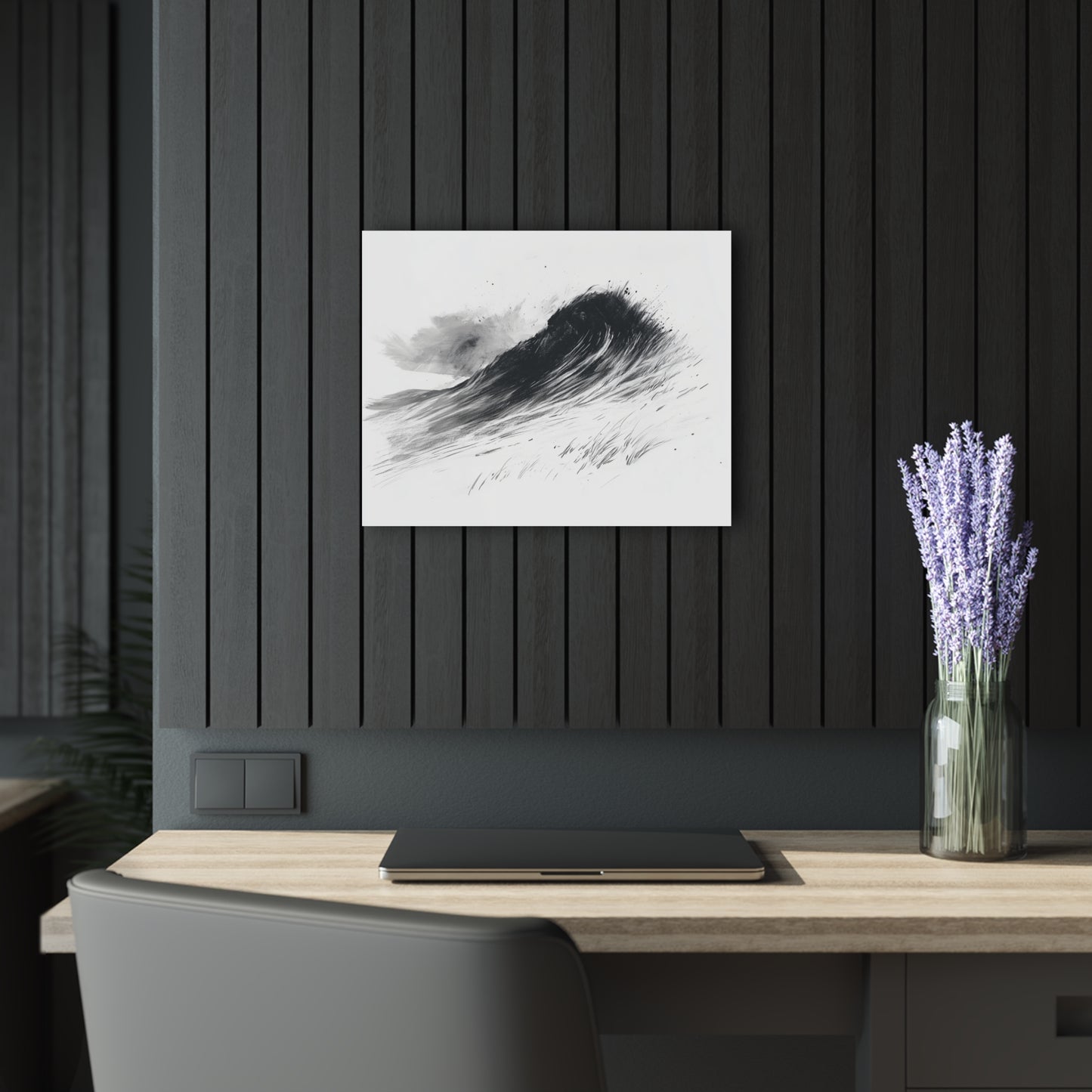Wind-Swept Dune - Modern Minimalist Acrylic Wall Art - 20 x 16 Inch - Dark Mock Up - Dyborn Designs